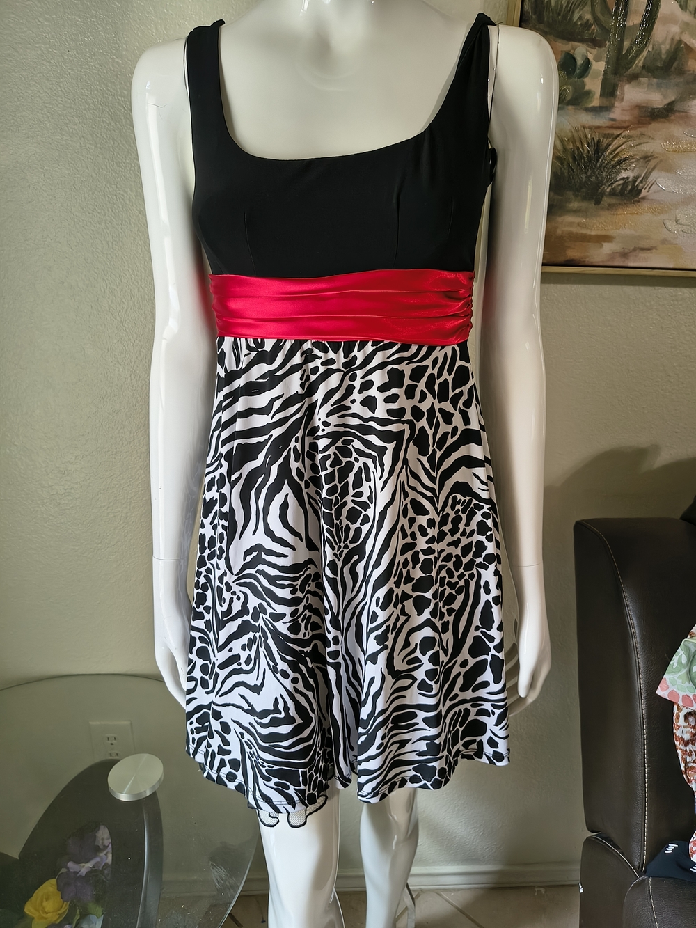 City Studio Black, White & Hot Pink Animal Print Mini Dress